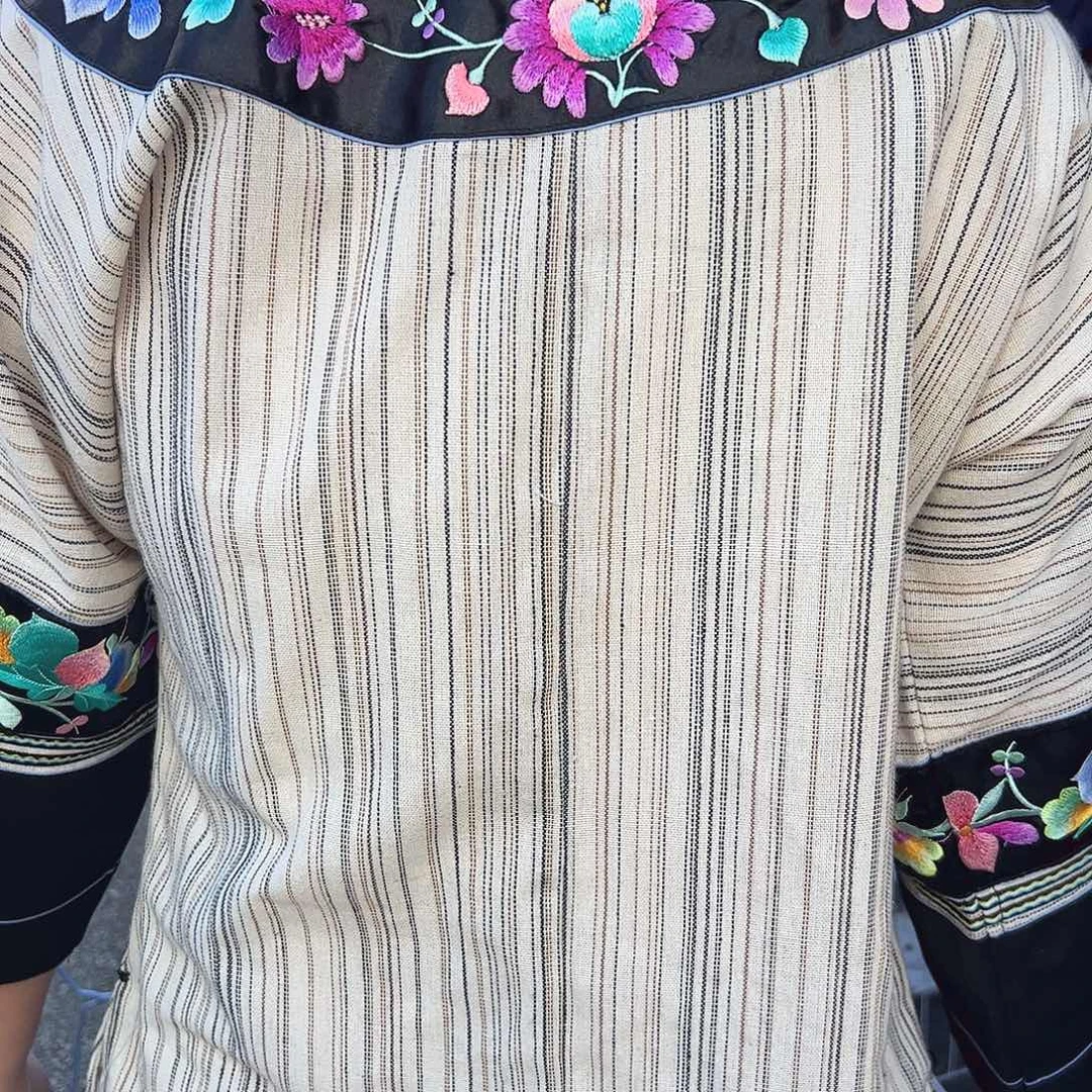 湘西棉麻条纹刺绣