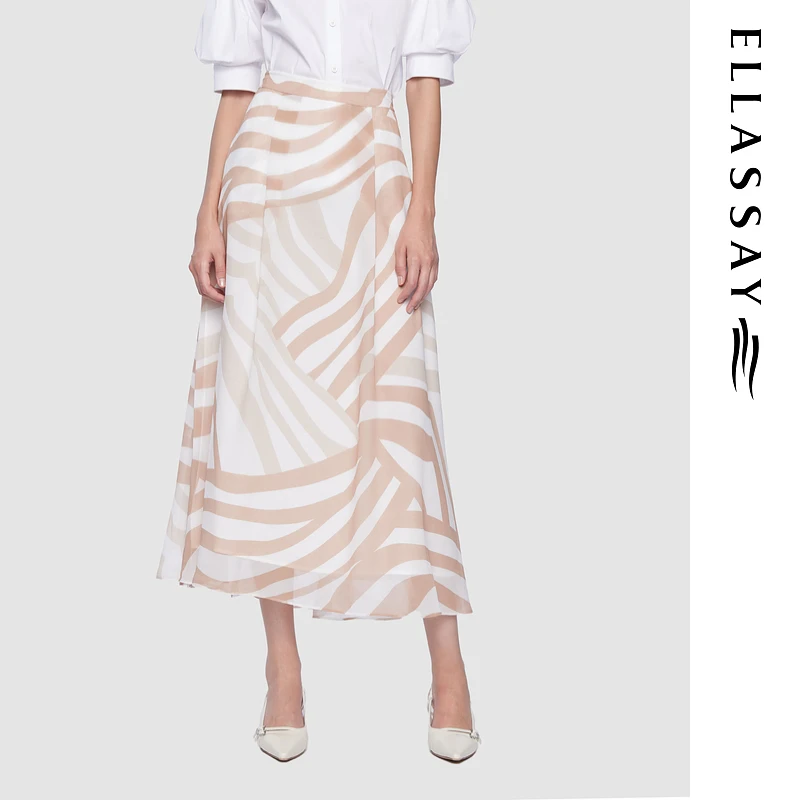 ELLASSAY歌力思2025夏季新款气质A字显瘦半身裙女E361Q02200