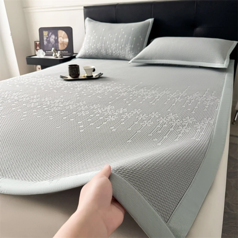 夏天A类母婴级PE提花冰豆豆凉席三件套床流星雨可机洗折叠软凉席