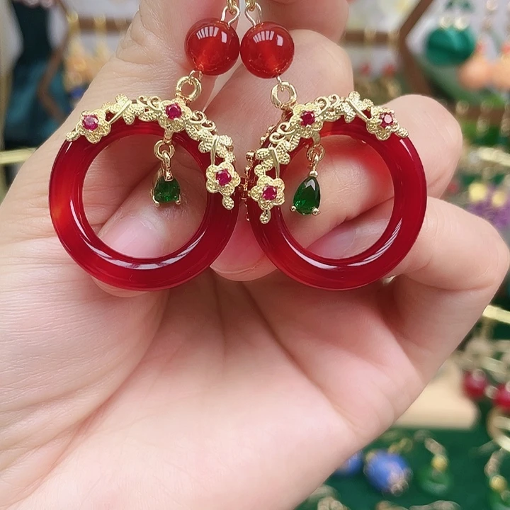 玛瑙/玉髓耳钉合金