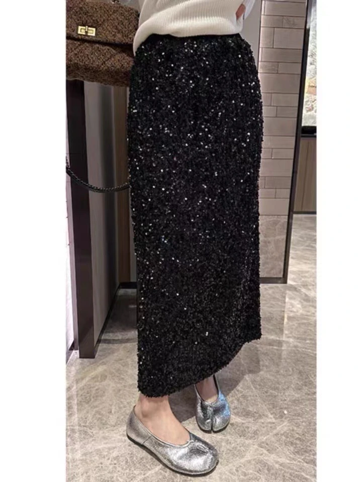 秋冬新款刺绣亮片半身裙