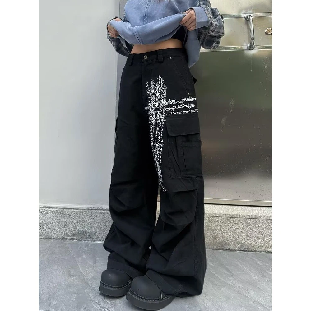 美式复古高街多口袋工装裤男宽松阔腿休闲裤潮牌山系户外伞兵裤子