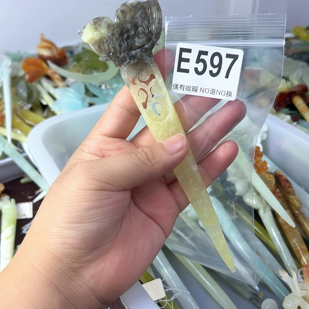 蛇纹石玉合金发饰勿*我