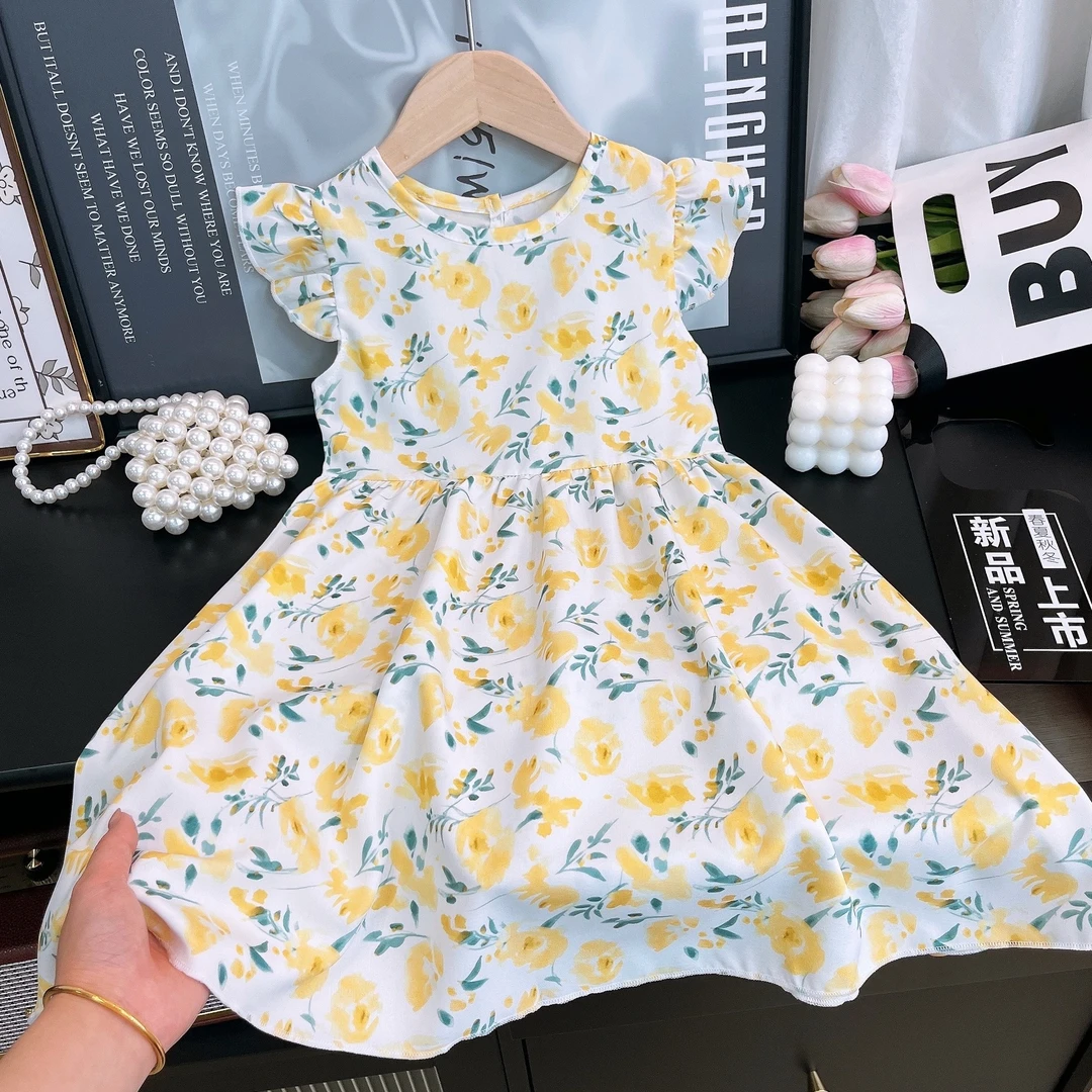夏季2025碎花连衣裙飞袖新款甜美韩版公主裙时尚清凉舒适儿童裙子