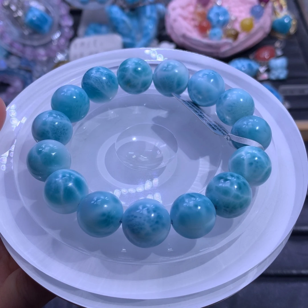 针钠钙石（海纹石）未镶嵌手链14m手串色差略异