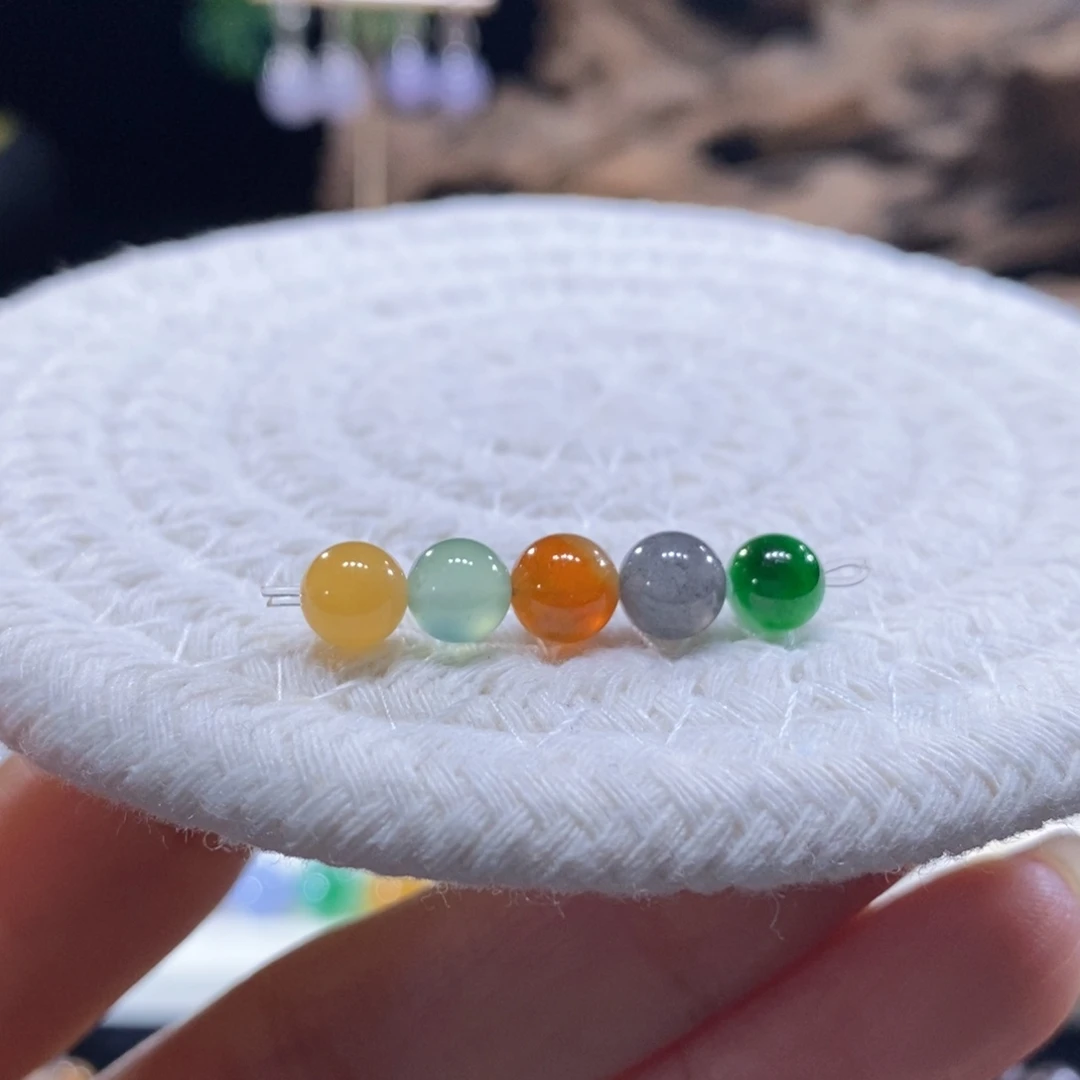 翡翠未镶嵌颈饰翡翠浓彩多宝小珠串