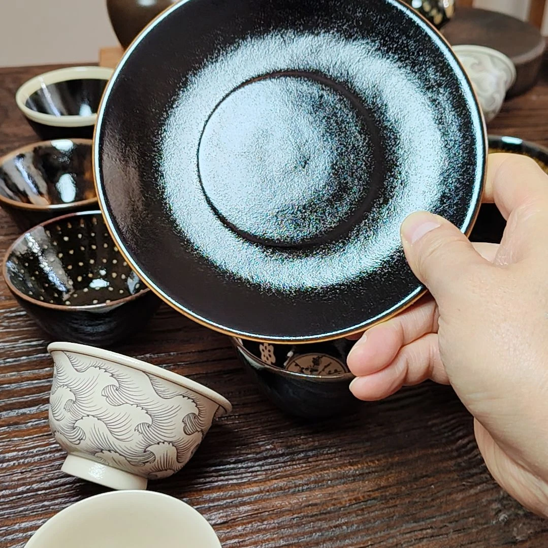 吉州窑原矿手工柴窑柴烧黑色釉壶承