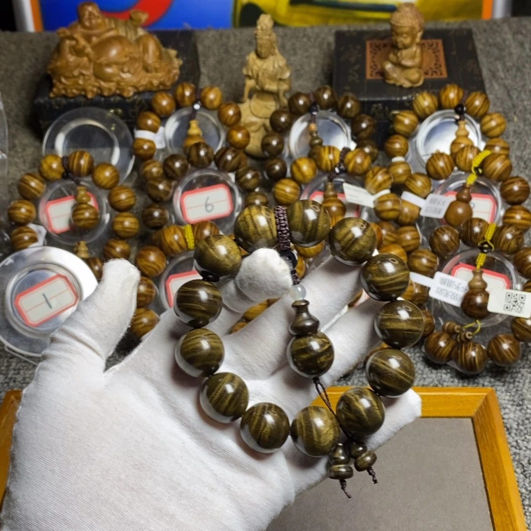 楠木（金丝楠）手串/手链阴沉绿水波1.8