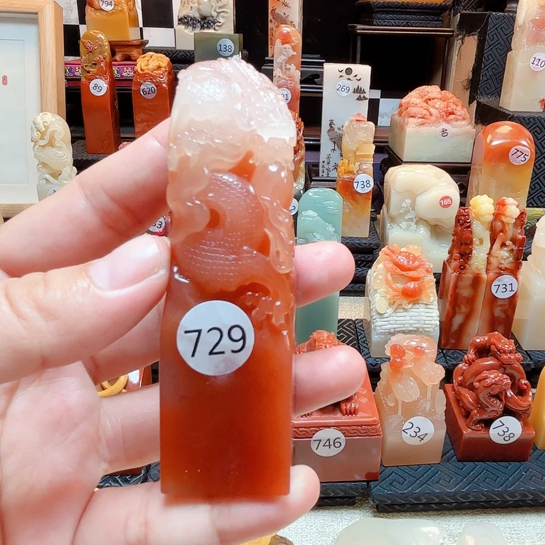 寿山石印石龙腾四海