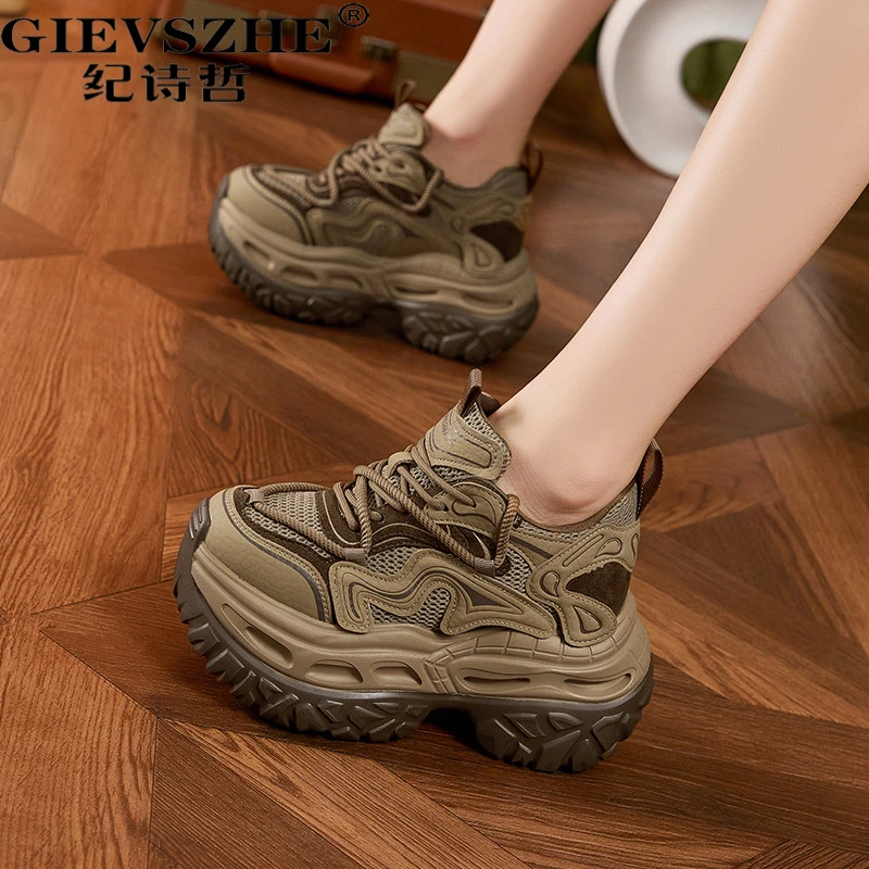 纪诗哲厚底老爹鞋女款2025秋季新款休闲运动鞋子百搭轻便软底女鞋