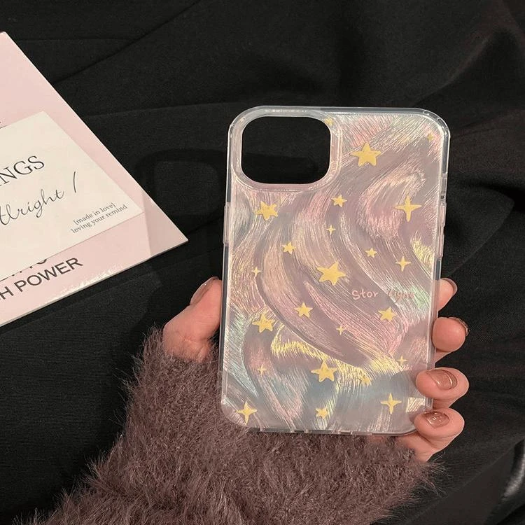 网红同款渐变星星适用iPhone16ProMax手机壳15/14Plus可爱13卡通1