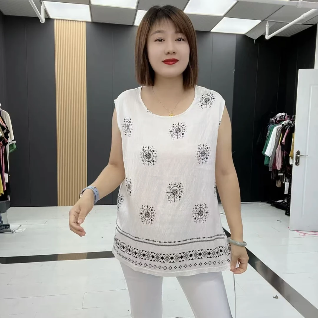 鑫家25619夏季新款大码复古开衩砍袖衫宽松民族风