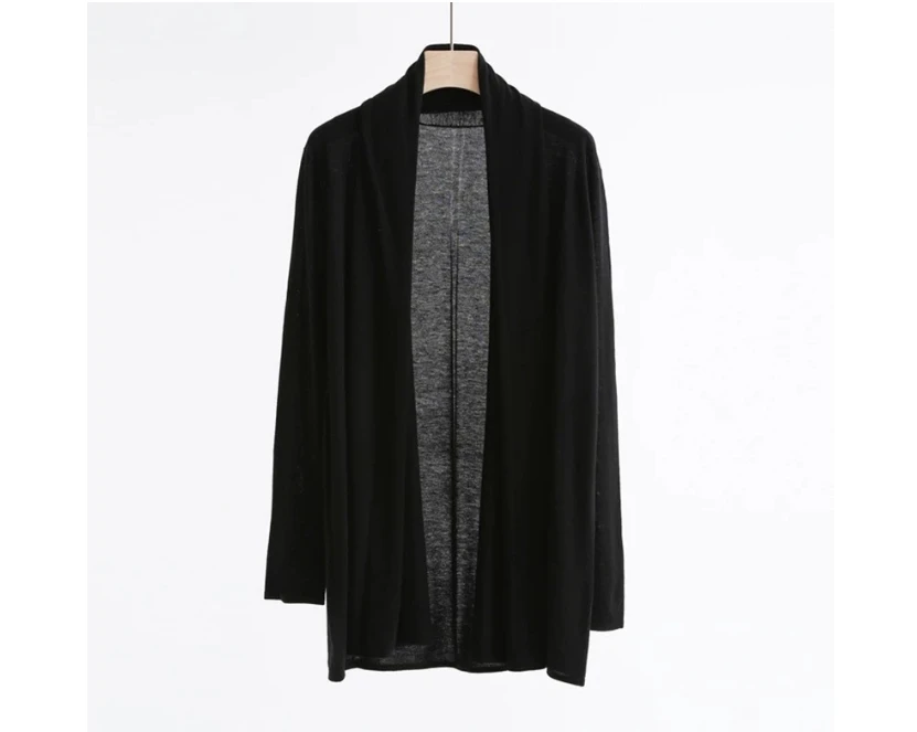 断码 一片式堆领中长款开衫女薄款外套长袖披肩飘逸外搭