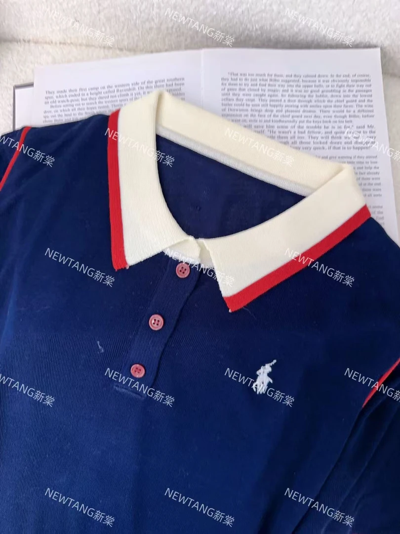 【红边翻领】28夏新款时尚翻领短袖慵懒百搭女上衣