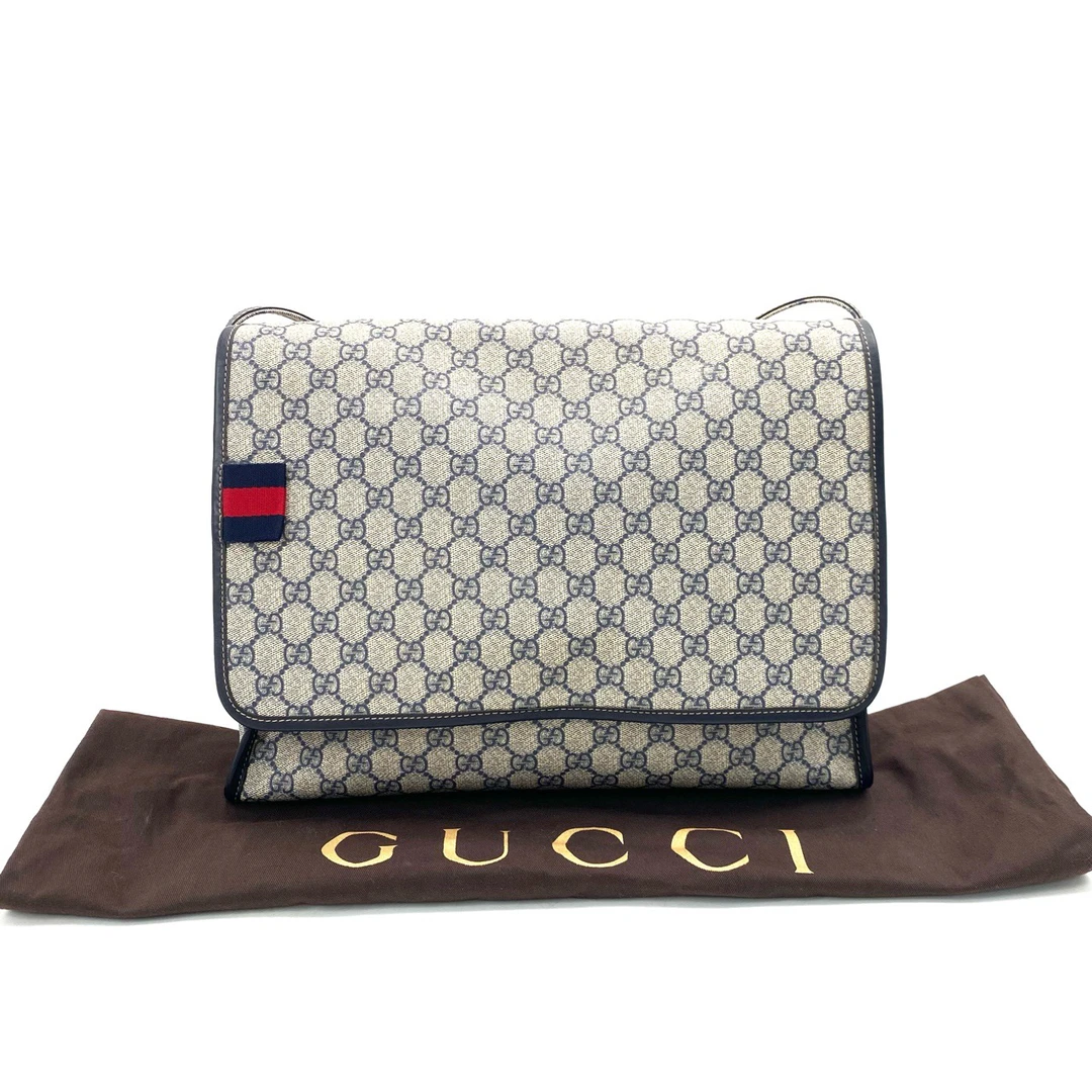 99新 GUCCI/古驰 经典老花翻盖邮差包 尺寸36/25