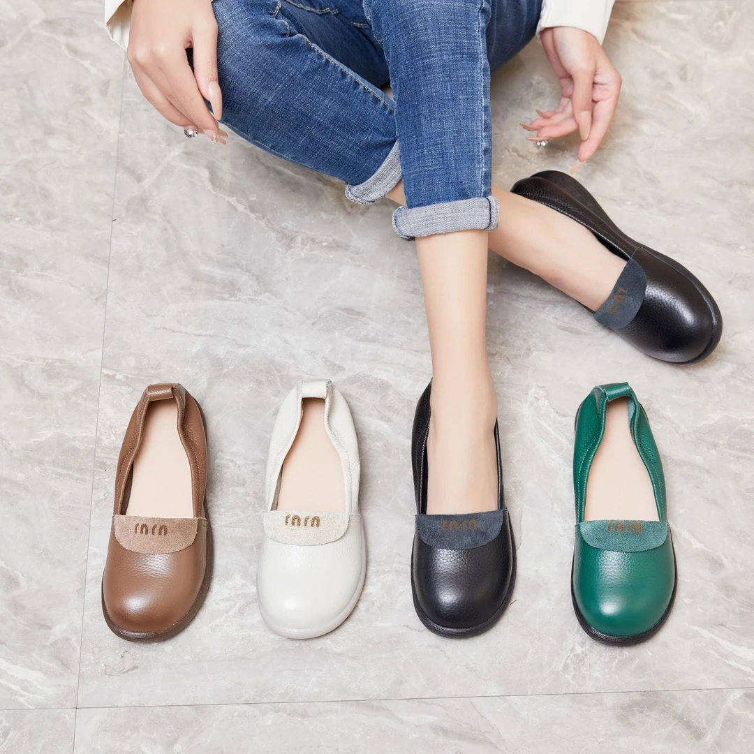秋季新款复古休闲真皮牛皮女鞋休闲软底软面时尚百搭乐福鞋2588