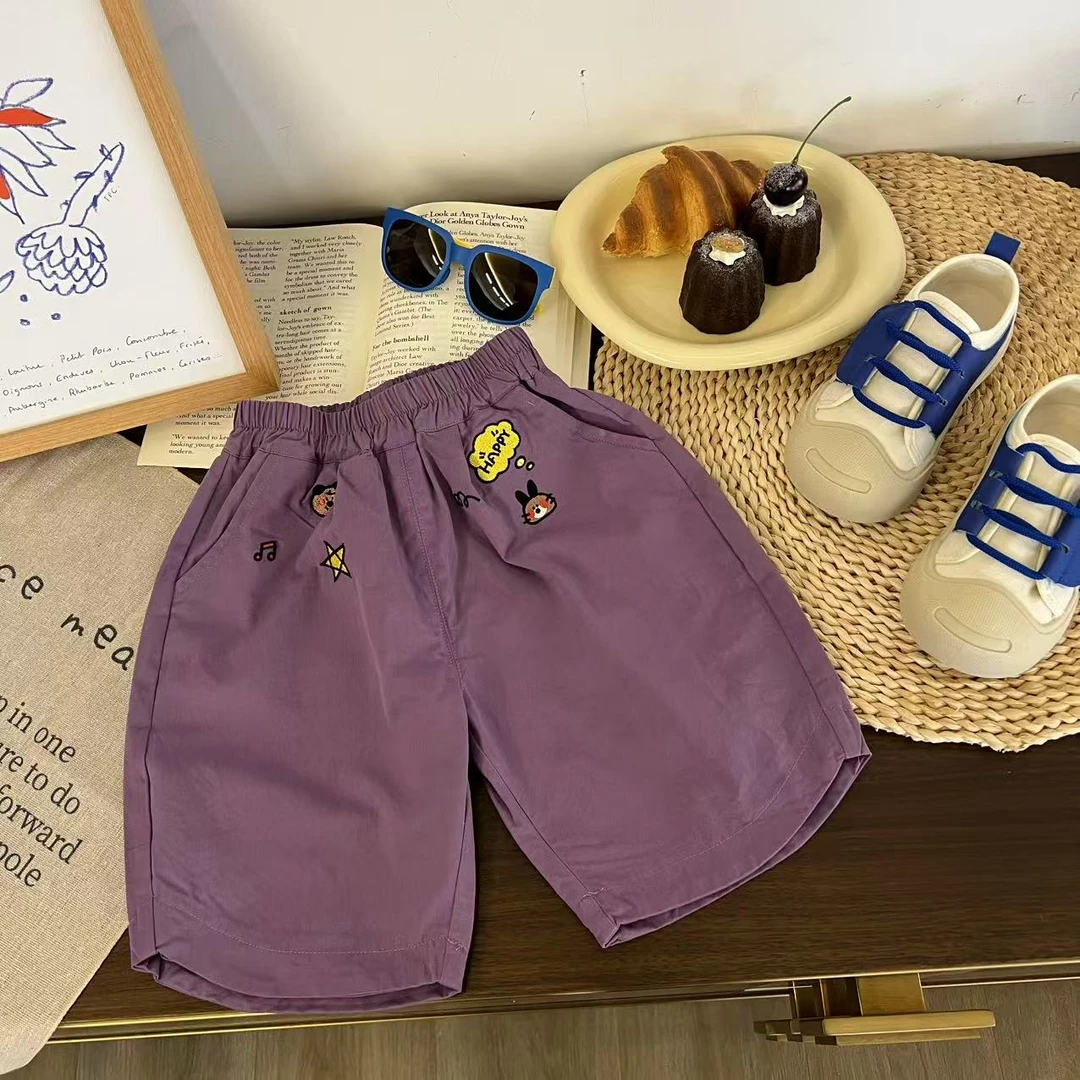 儿童夏季刺绣五角星图案七分裤H2035