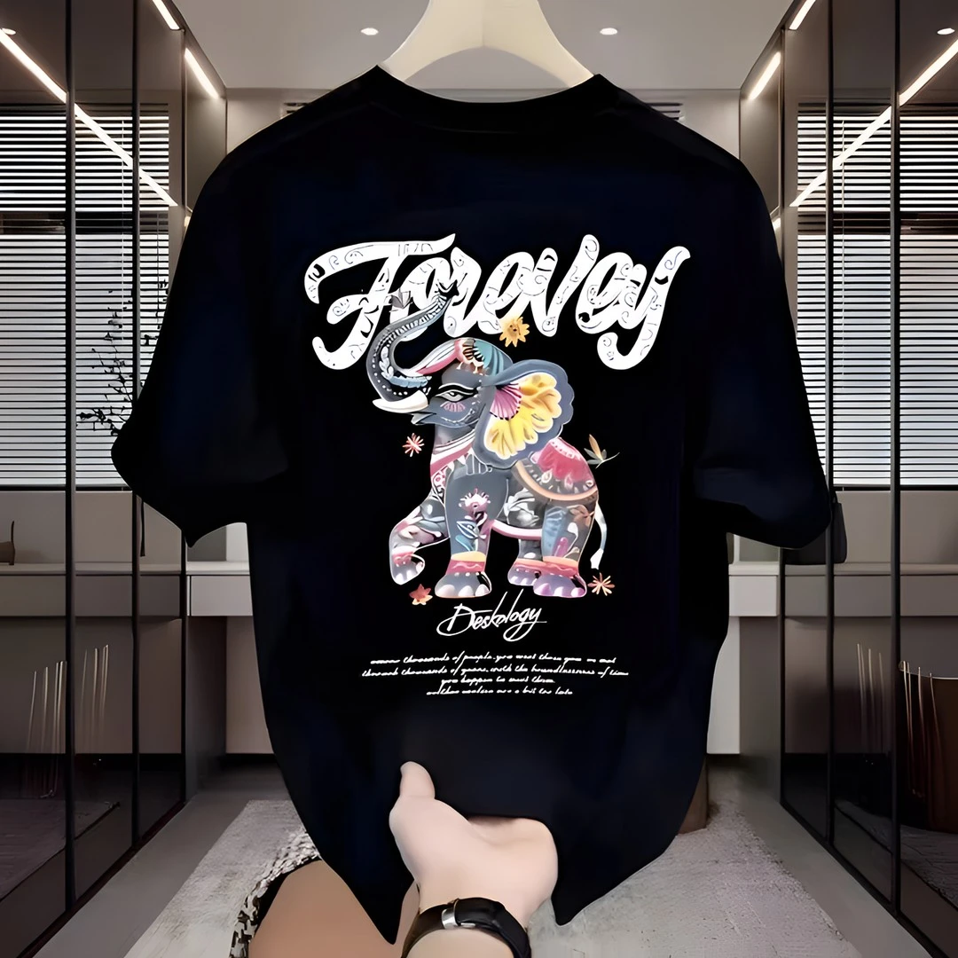 特大码300斤美式休闲圆领潮牌纯棉短袖T恤男女装宽松痞帅时尚上衣