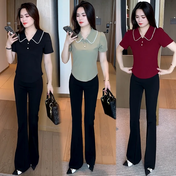 法式短袖T恤显瘦气质小个子时尚女神夏季洋气减龄修身上衣355