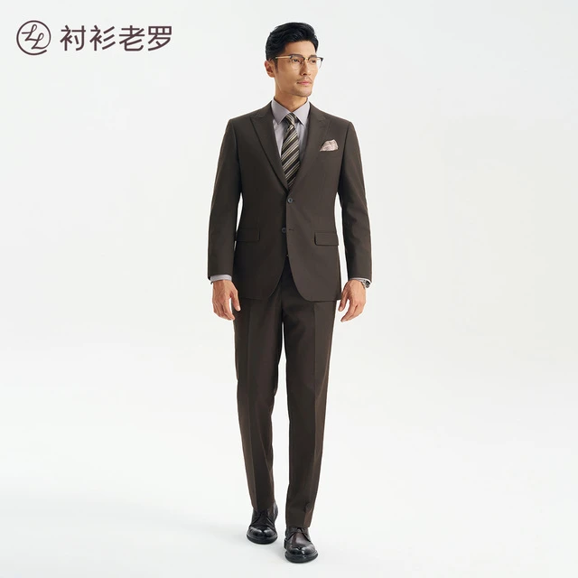 衬衫老罗[总裁系列套西]戗驳领可机洗结婚西装西服套装TZ508810