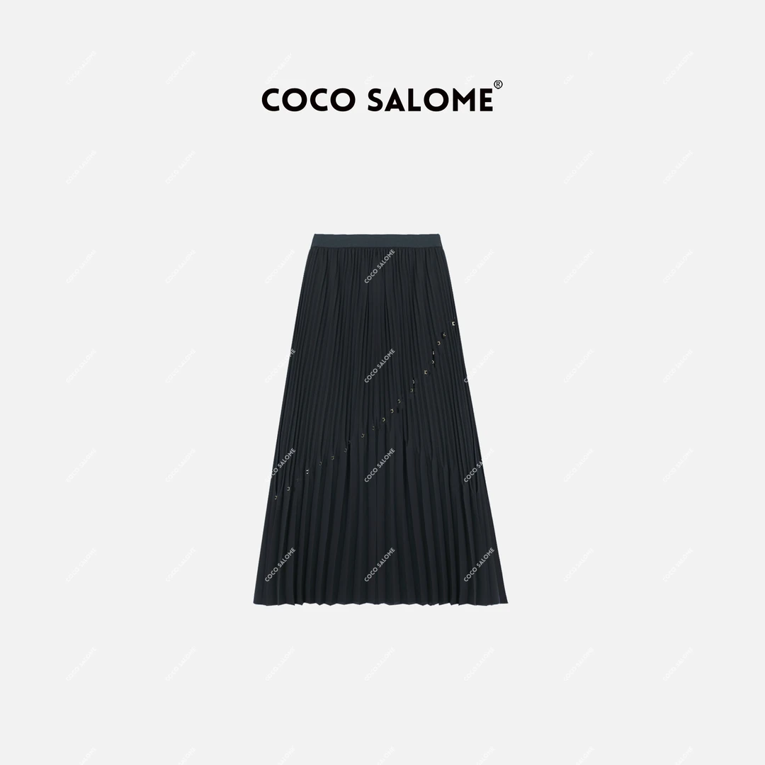 COCO SALOME⑥【月神奇迹】百搭醋酸金属撞钉设计简约百褶裙226N