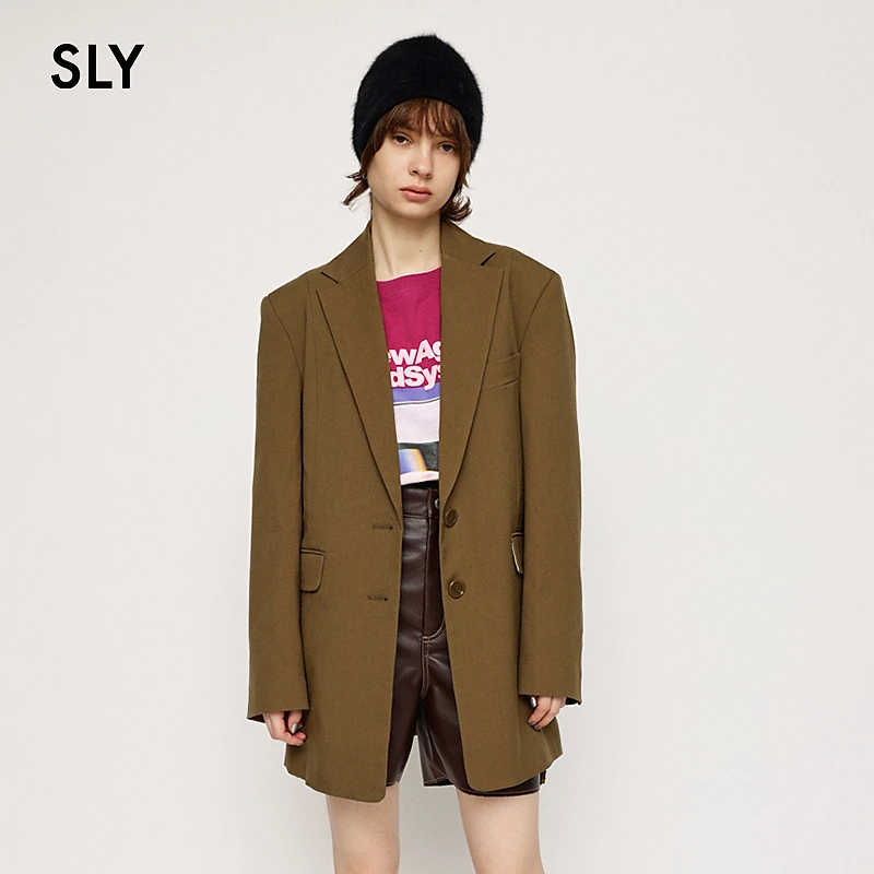 SLY 冬季新品休闲通勤中性风慵懒感西装外套女030GAY30-0660