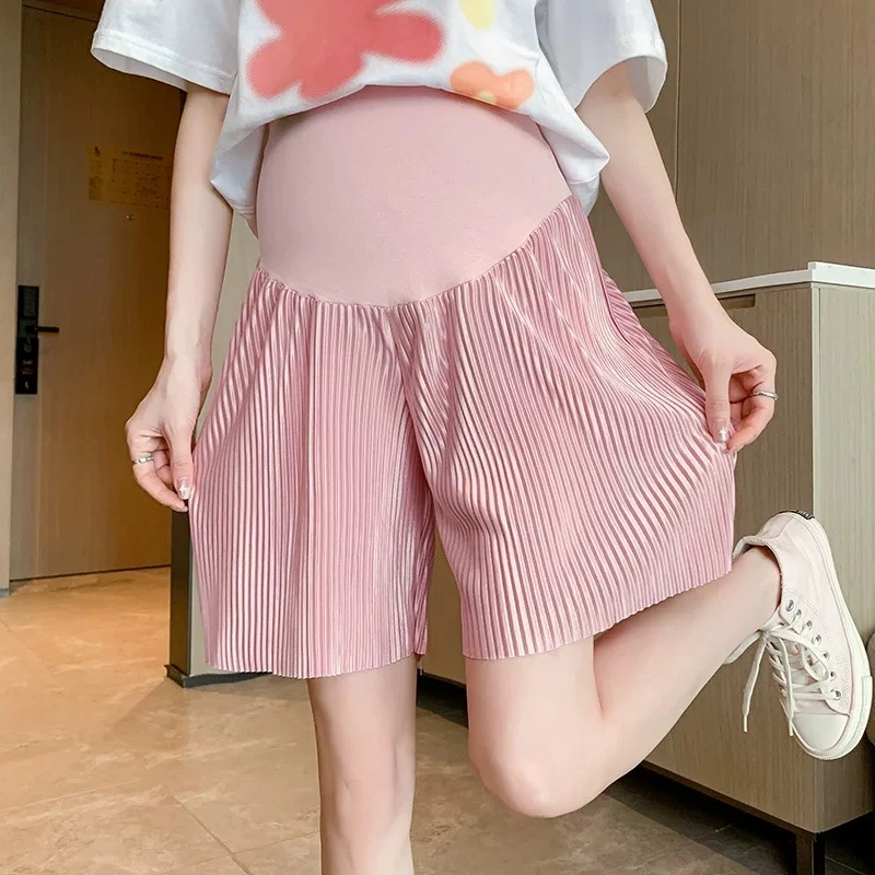 孕妇冰丝褶皱短裤