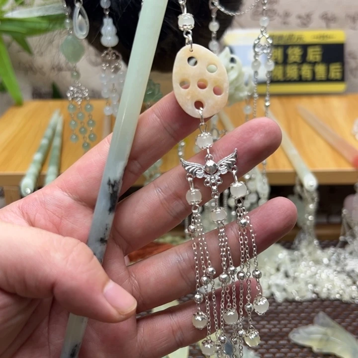 蛇纹石玉合金发饰