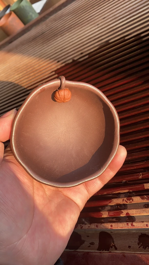 宜兴紫砂原矿紫茄泥粉浆黄段仿身器南瓜普洱杯容量70毫升