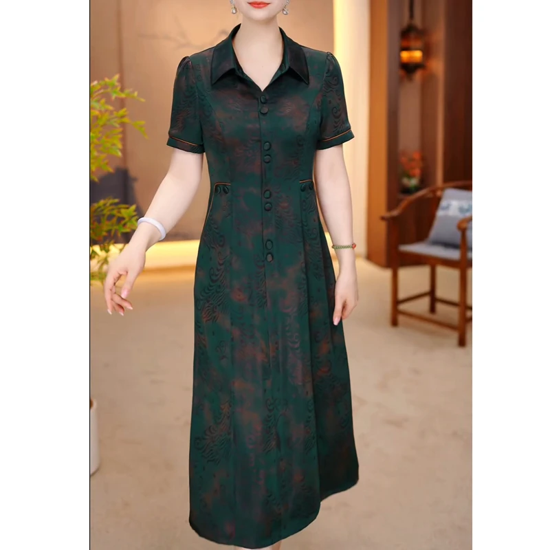 夏季连衣裙女2025新爆款十三行精致绝美高级感超火减龄贵气妈妈裙