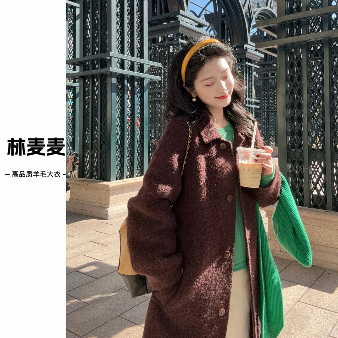 林麦麦【清潭洞】苏力圈圈呢大衣外套。泡菜国。高品质523