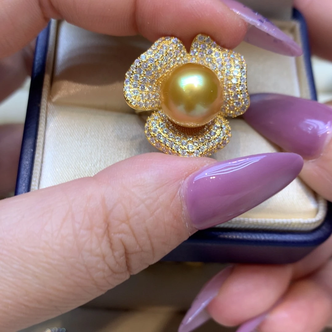 银S925镶嵌戒指海水珍珠