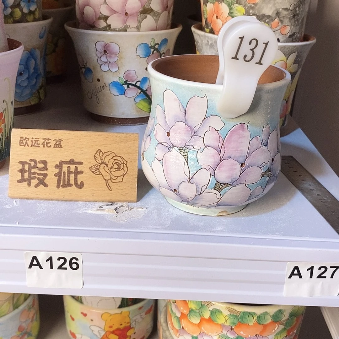 紫砂花盆红陶手绘花盆