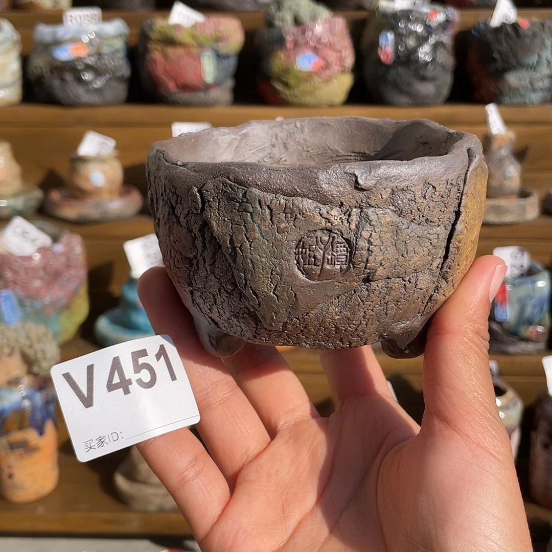 坛子姐花盆 孤品油画山石小碗 内口9