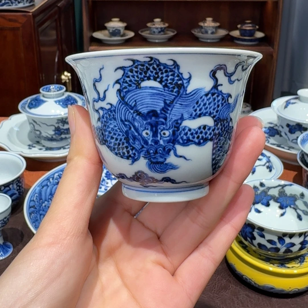 青花雯华堂手绘杯杯