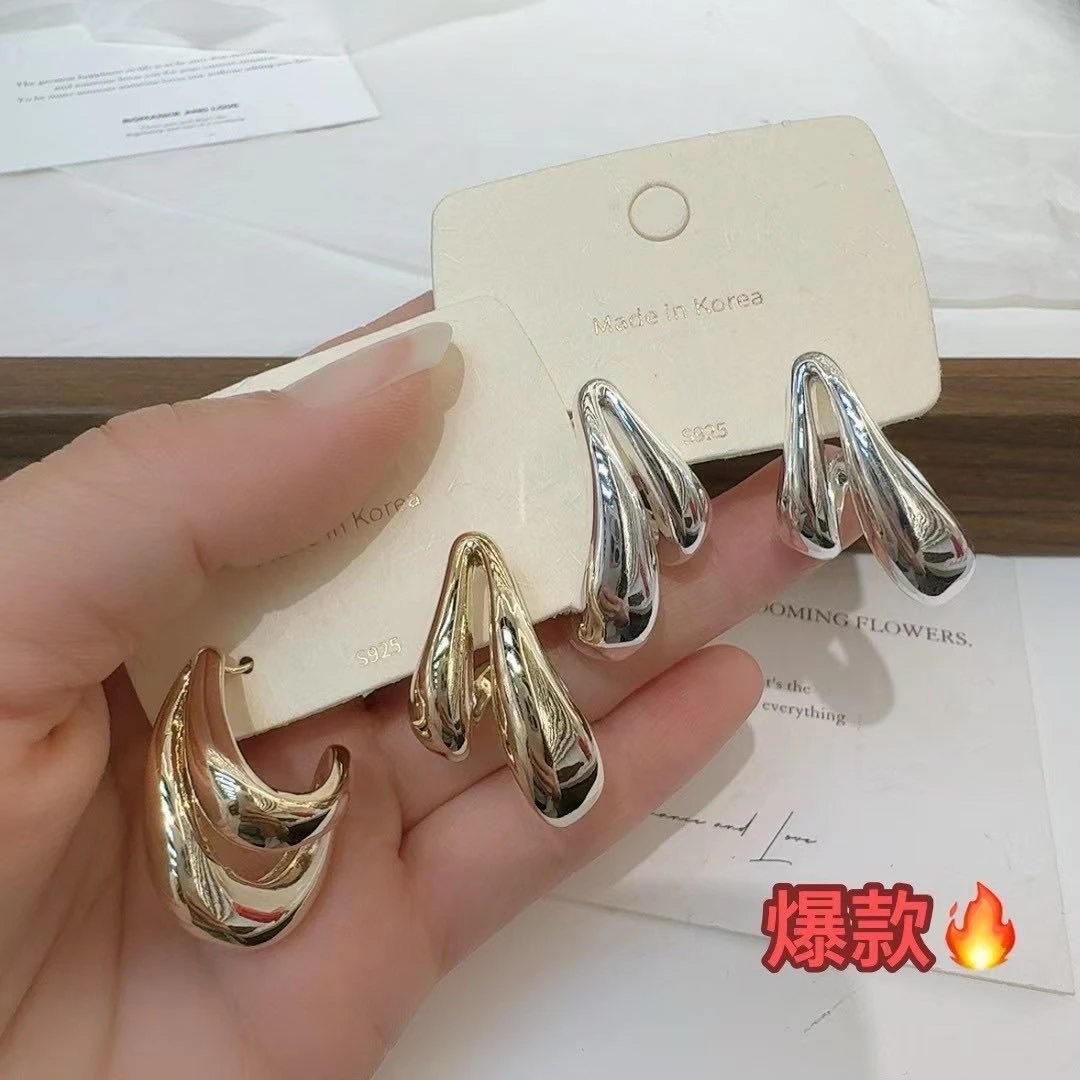 铜合金耳饰 蛮好同款金属高级冷淡风