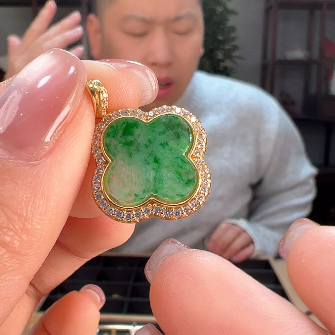 翡翠颈饰银S925镶嵌吊坠55