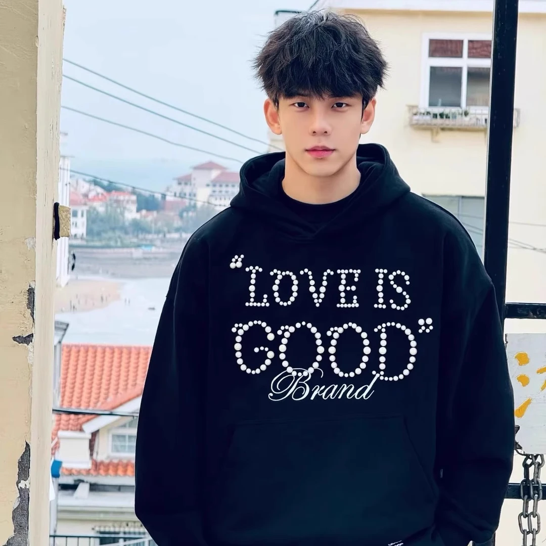 【好运珍珠】Ggoodbrand "LOVE IS GOOD" 珍珠连帽卫衣 明星同款