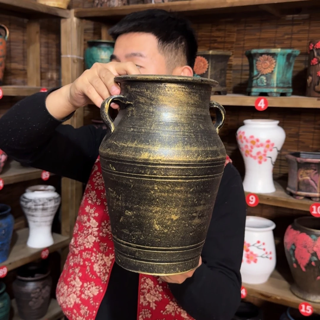 带孔高端浮雕花盆尺寸高25-15