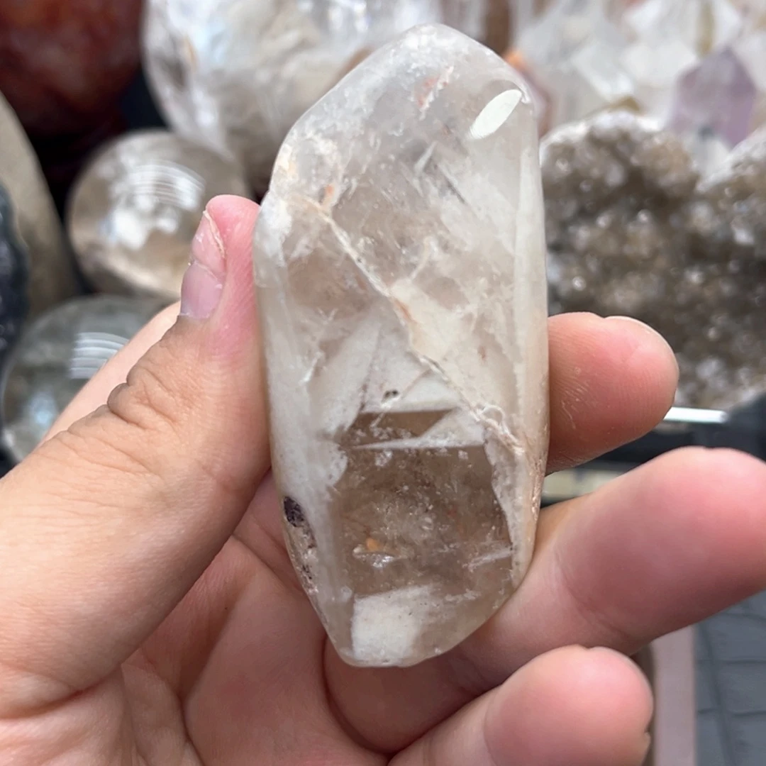 珠宝半成品水晶未镶嵌30 白幽灵小山原石手握