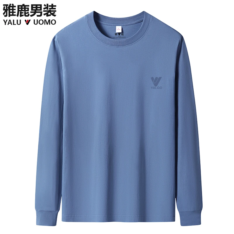 雅鹿男装-6016刺绣纯棉束口长袖圆领T桖男女同款舒适休闲宽松春季