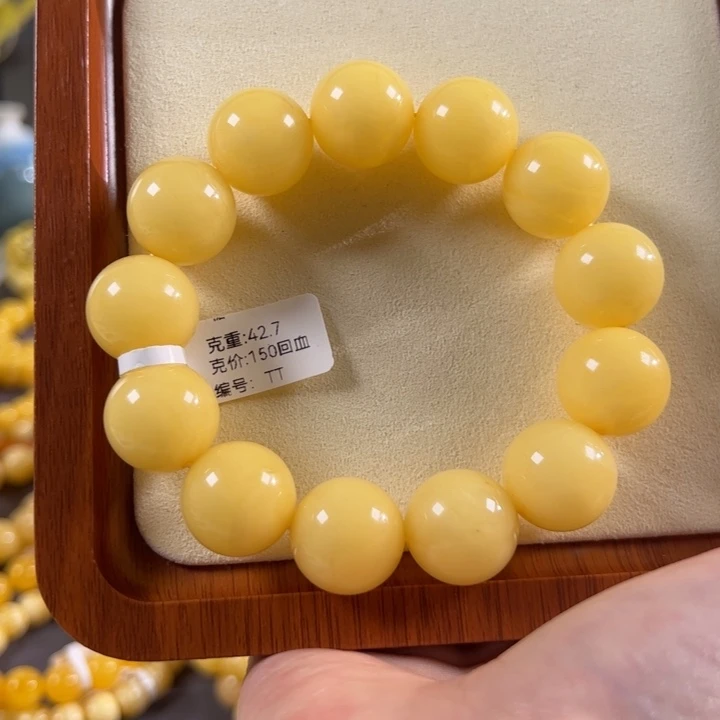 手链蜜蜡未镶嵌18mm焦皮同料白蜜回血款tt