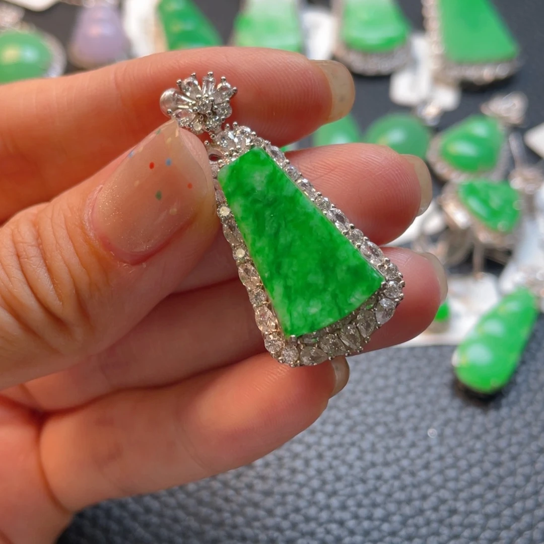 翡翠银S925镶嵌吊坠(不含链)