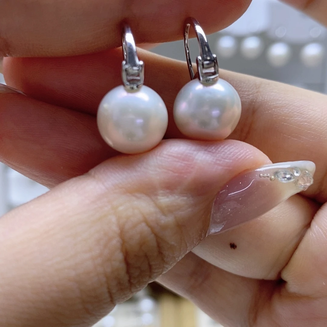 银S925镶嵌淡水珍珠耳饰