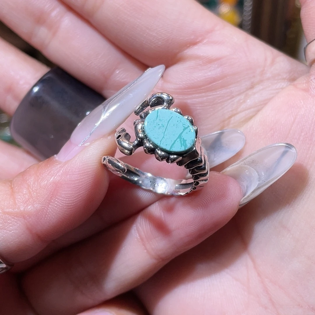 绿松石银S925镶嵌戒指戒指