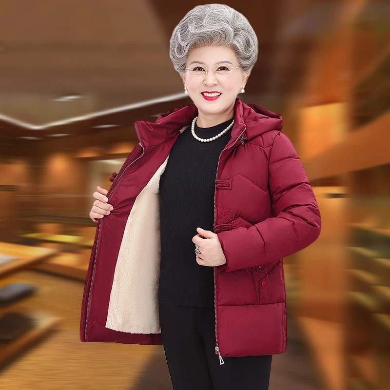 中老年人棉衣女奶奶唐装外套妈妈冬装羽绒棉服加绒加厚老太太棉袄