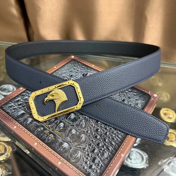 史蒂芬新款百搭男士皮带高档休闲老鹰头牛皮腰带青中老年时尚商务