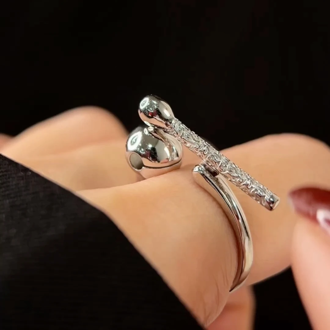 925银戒指 功德木鱼可敲打解压戒指创意百搭食指戒简约个性JZ-714