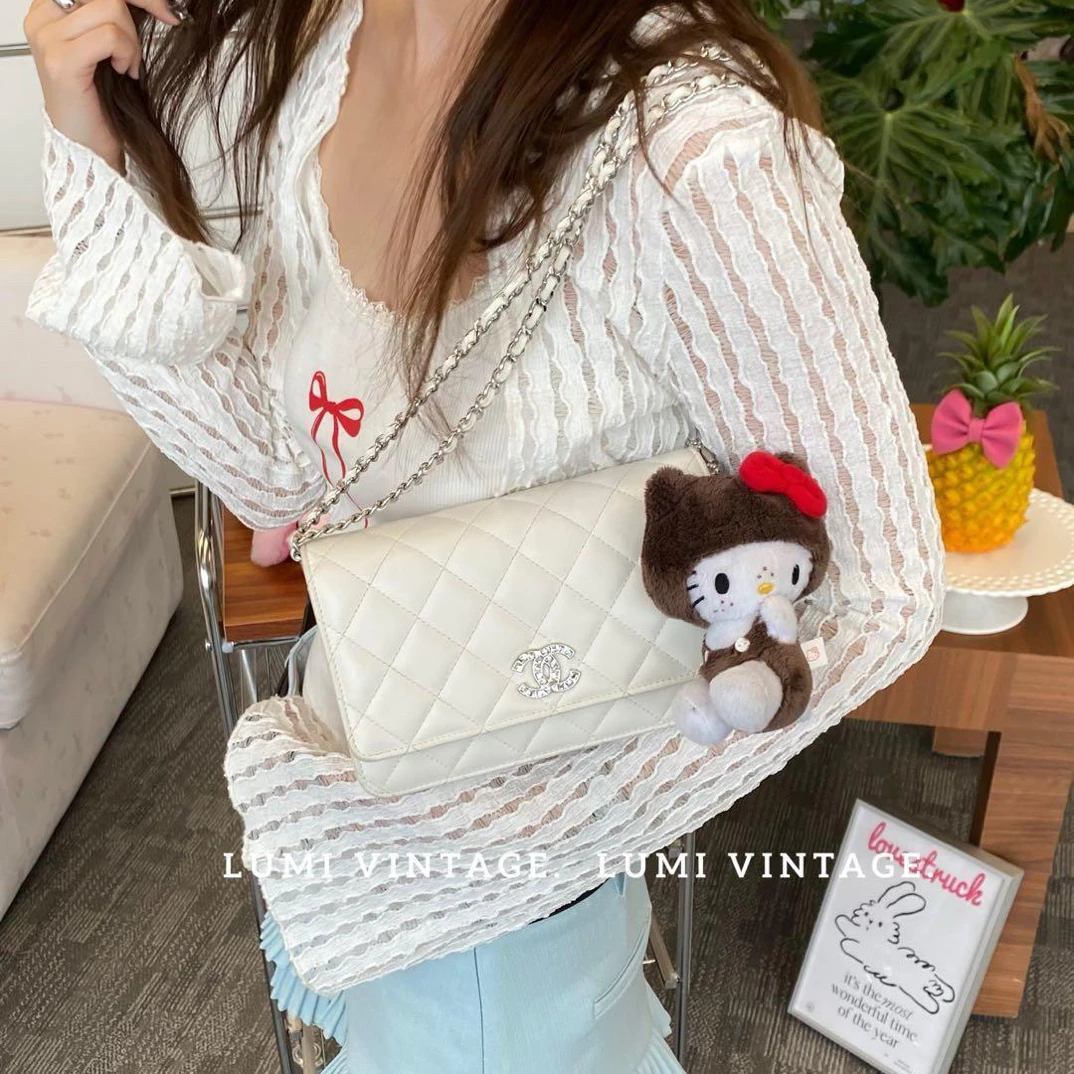 95新 Chanel/香奈儿 24s白银水钻羊皮woc 88761557