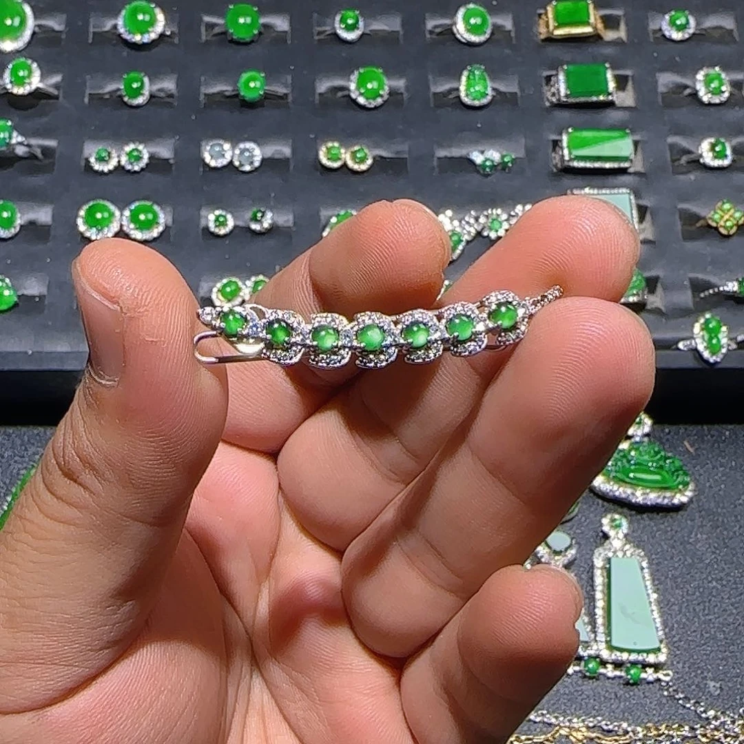 翡翠银S925镶嵌发饰